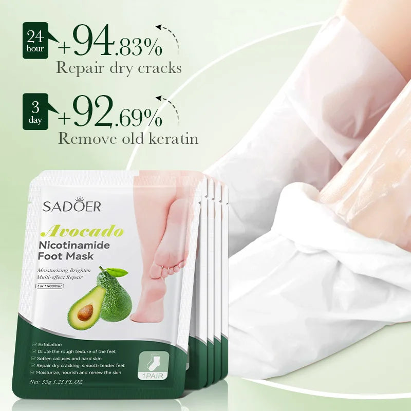 SADOER Fruit Foot Peeling Mask 6 Pairs – Exfoliating Spa Pedicure