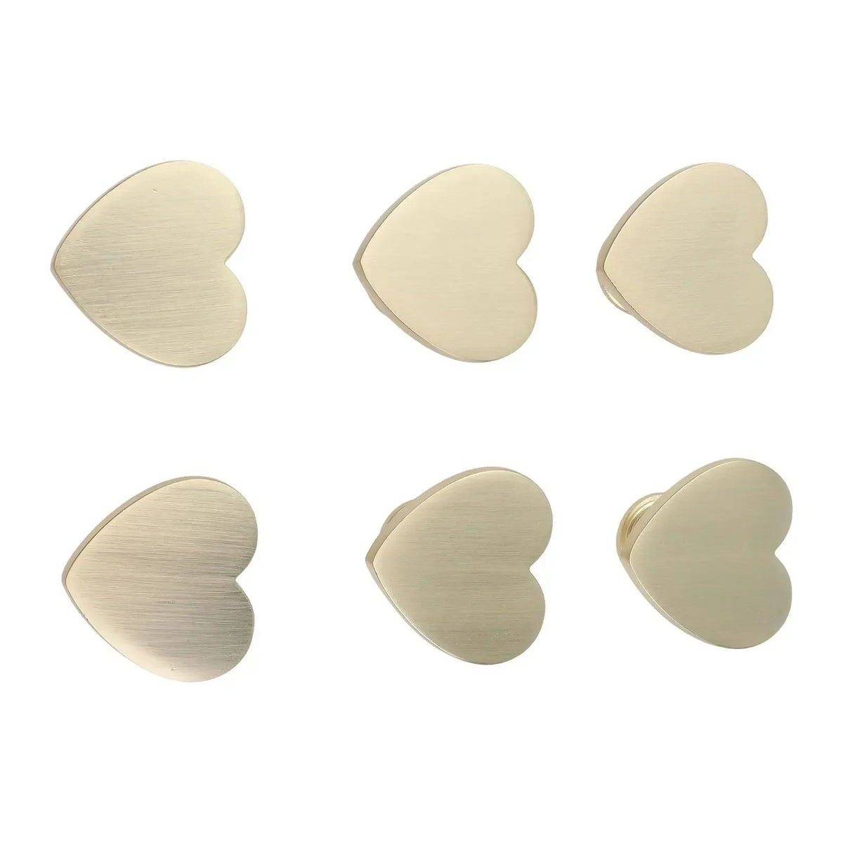 Heart Shaped Gold Cabinet Knobs | Set of 6 Zinc Alloy Drawer Pulls