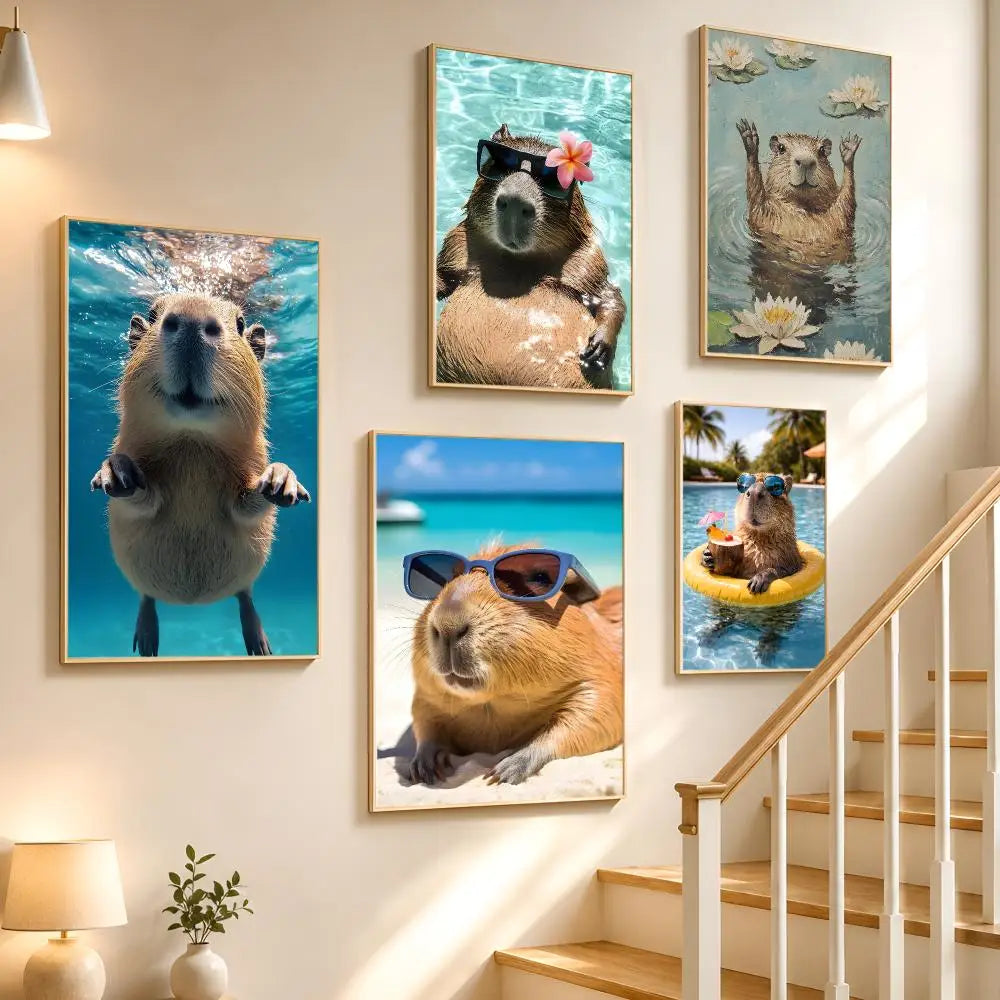 Capybara Waterproof PVC Poster Stickers – Wall Décor & Gift