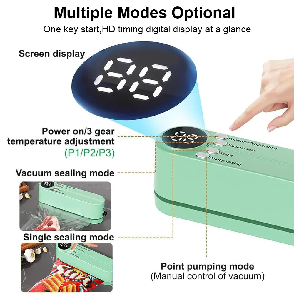 GUOHE Mini Cordless Food Vacuum Sealer – 3 Modes & LED Display