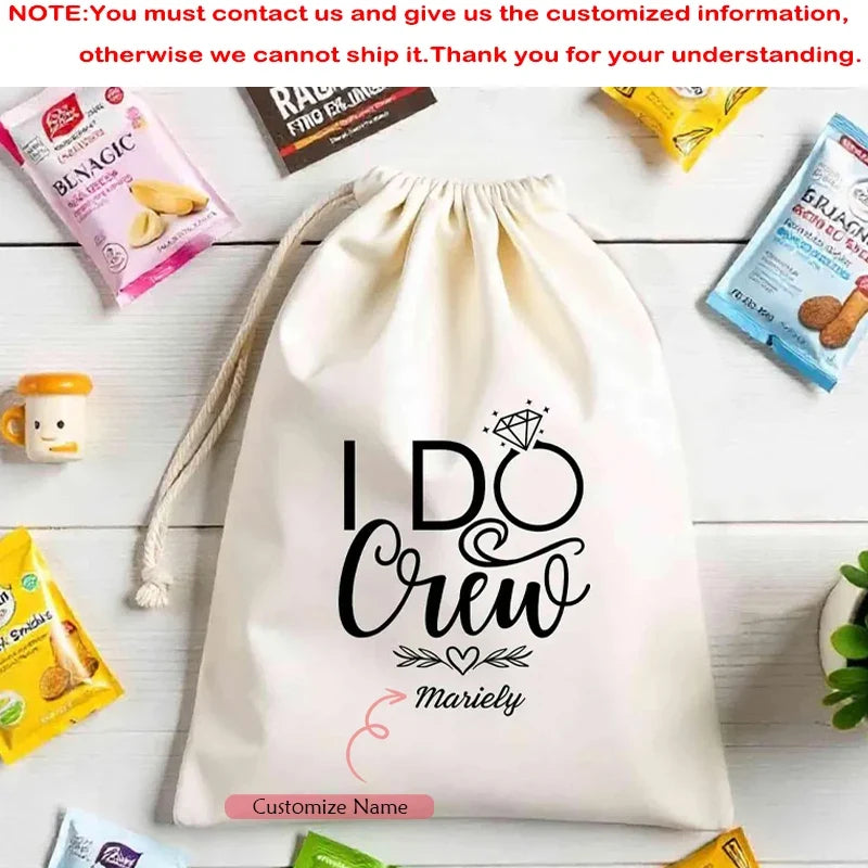 5-Pack Personalized "I Do Crew" Drawstring Bags | Bachelorette Party