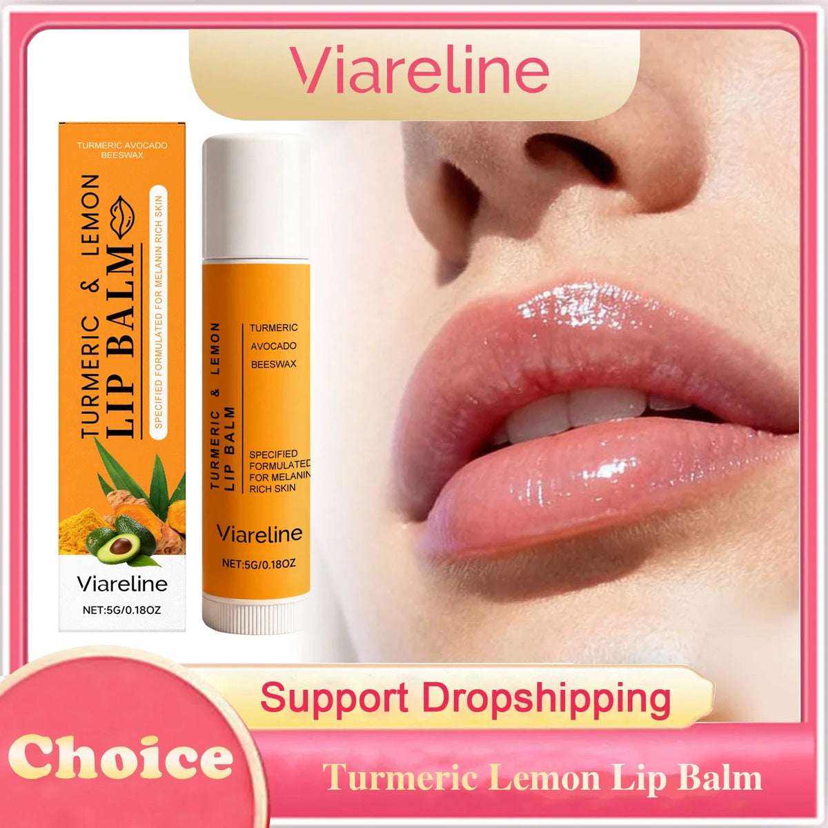 Viareline Turmeric Lemon Lip Balm – Hydrating & Brightening 5g