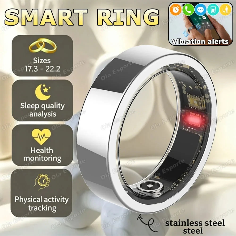 Vibration Reminder Smart Ring Heart Rate Blood Oxygen&pressure Health