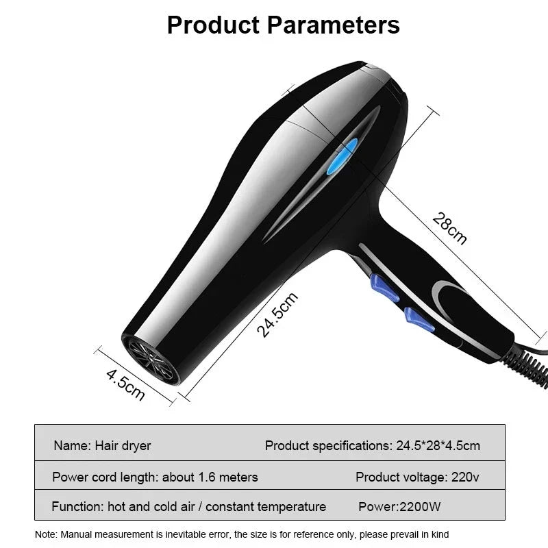 Professional Ionic Hair Dryer 1200W – 3 Heat & Cool Shot
