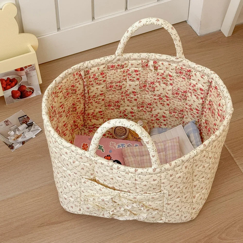Foldable Floral Laundry & Storage Basket – Large Capacity