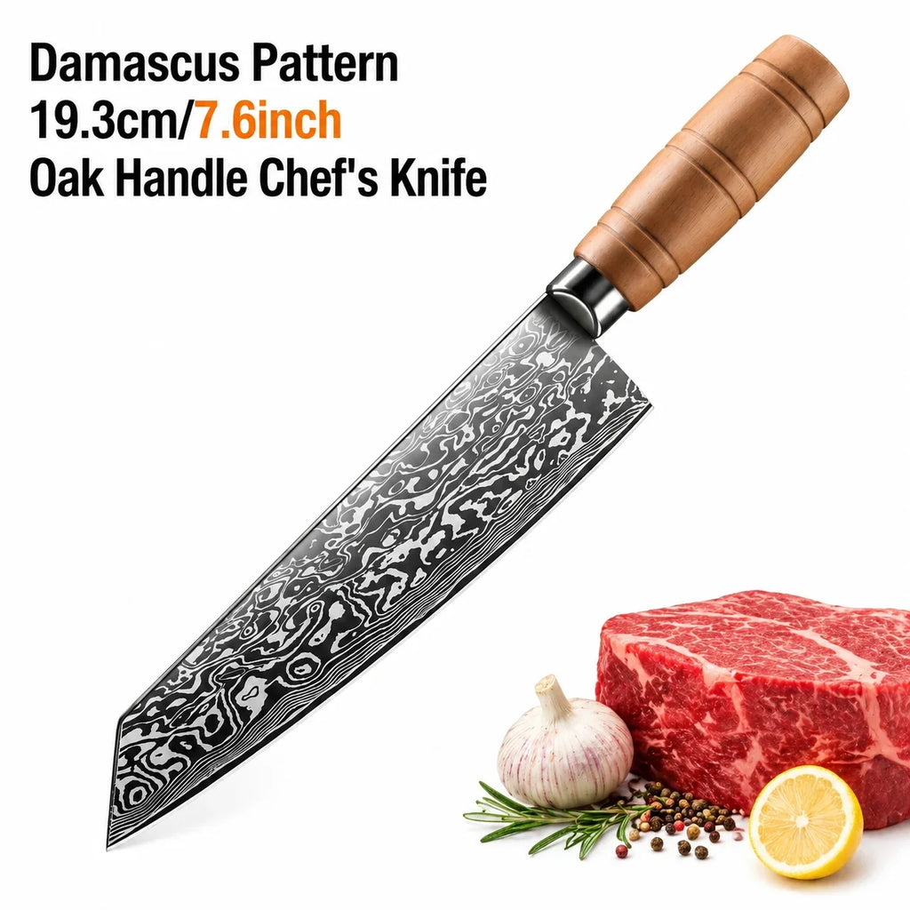 Professional Chef's Knife – 4Cr13 Stainless Steel & Oak Handle