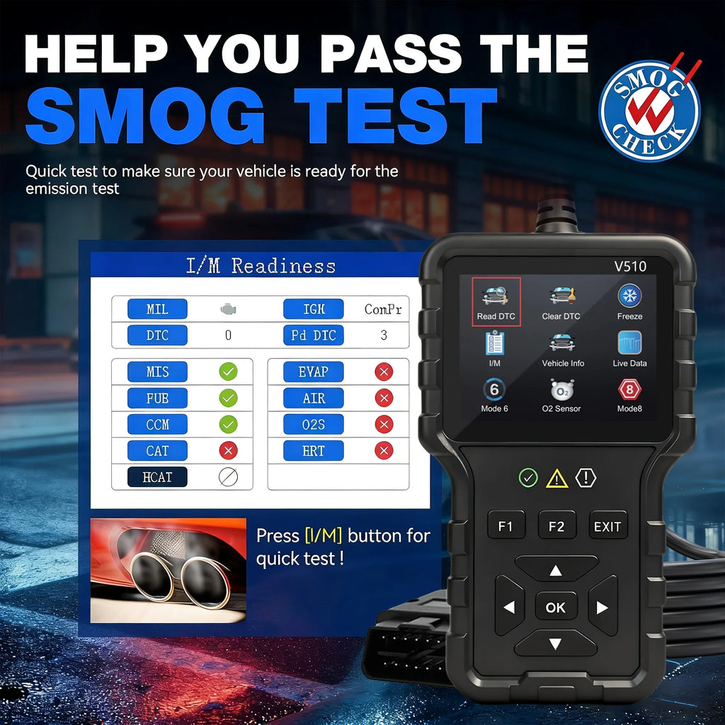 V510 OBD2 Scanner – Engine Code Reader & Battery Tester