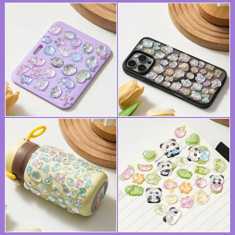 3D Relief Cartoon Crystal Stickers – Phone, Journal & Anime Decor