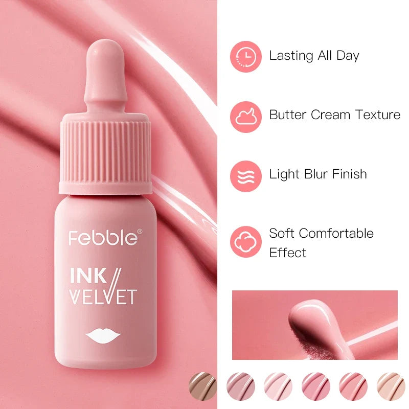 Febble 6-Shade Matte Velvet Liquid Lipstick – Long-Lasting Nude