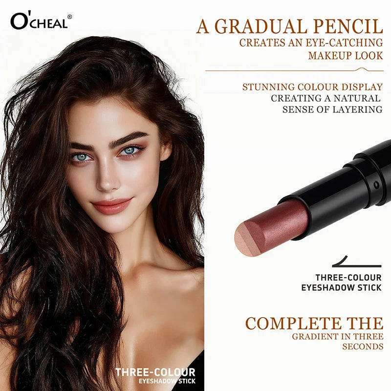 O'CHEAL 3-Color Glitter Eye Shadow Stick – Waterproof & Long-Lasting