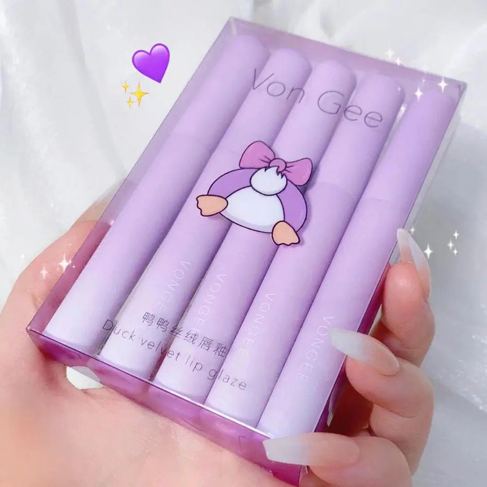 5-Color Matte Lipstick Set – Waterproof Long Lasting Lip Glaze
