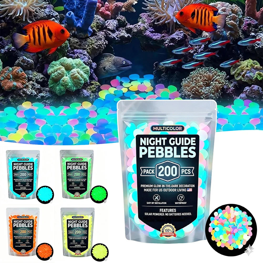 Glow in the Dark Garden Pebbles – 200pc Luminous Decor Stones
