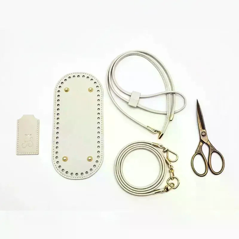 Crochet Handbag DIY Kit – PU Leather Bag Base, Strap & Chain