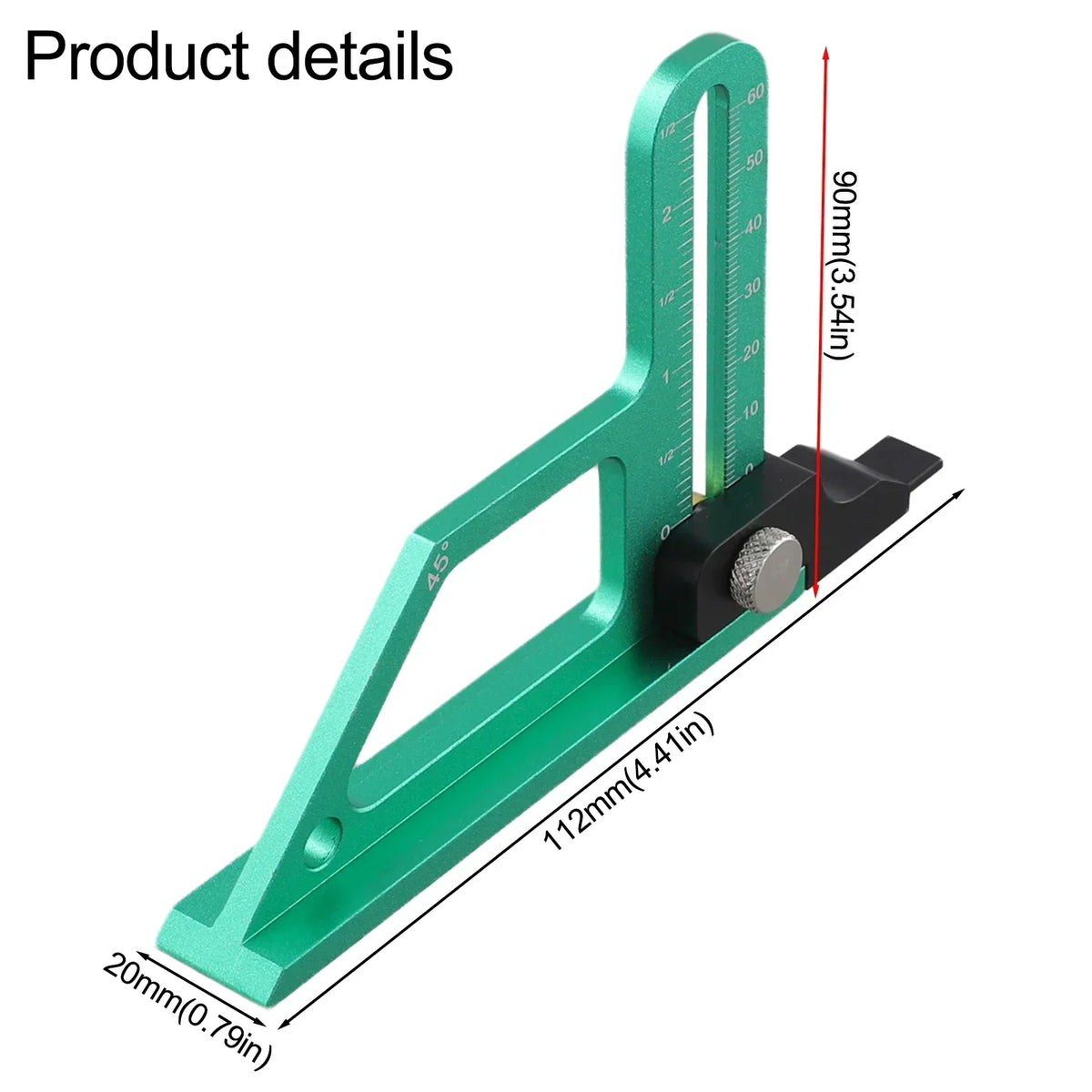 Axl Table Saw Height Gauge 0–60mm | Metric & Inch Scale