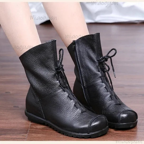 Retro Women's Mid-Calf Winter Boots – Zipper Thermal Boots