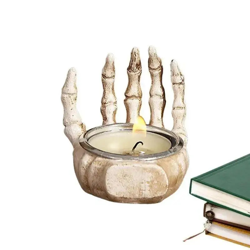 Resin Skull Candle Holder – Halloween Décor Ornament Gift