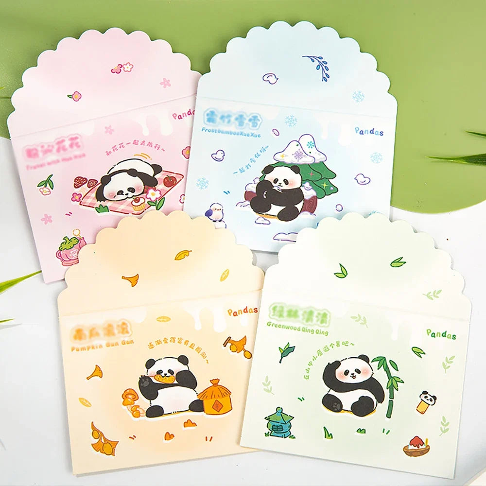 Three Fold Greeting Card Panda Colorful Holiday Cute Folding Cartoon