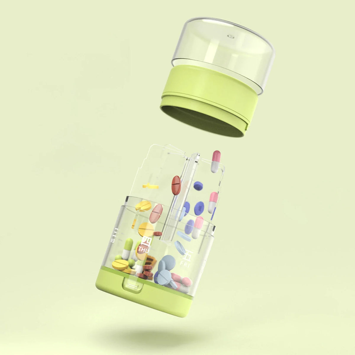 7-Day Portable Pill Organizer with Built-In Pill Cutter Lid