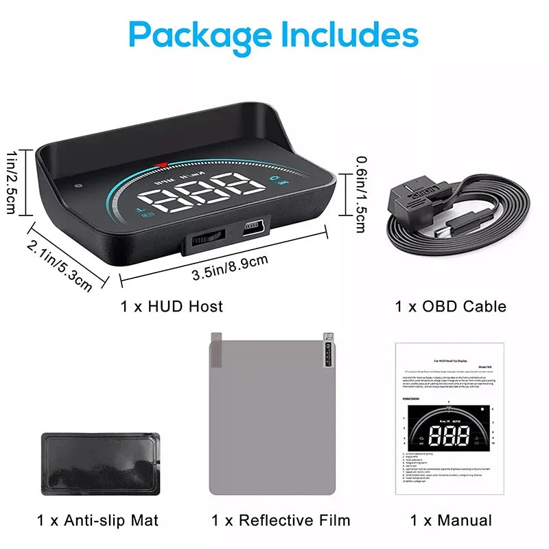 M8 OBD2 Car HUD Head Up Display | Speed & Temp Monitor