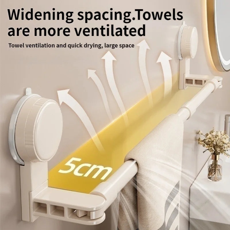 No-Drill Expandable Suction Cup Towel Rack | Aluminum Bar