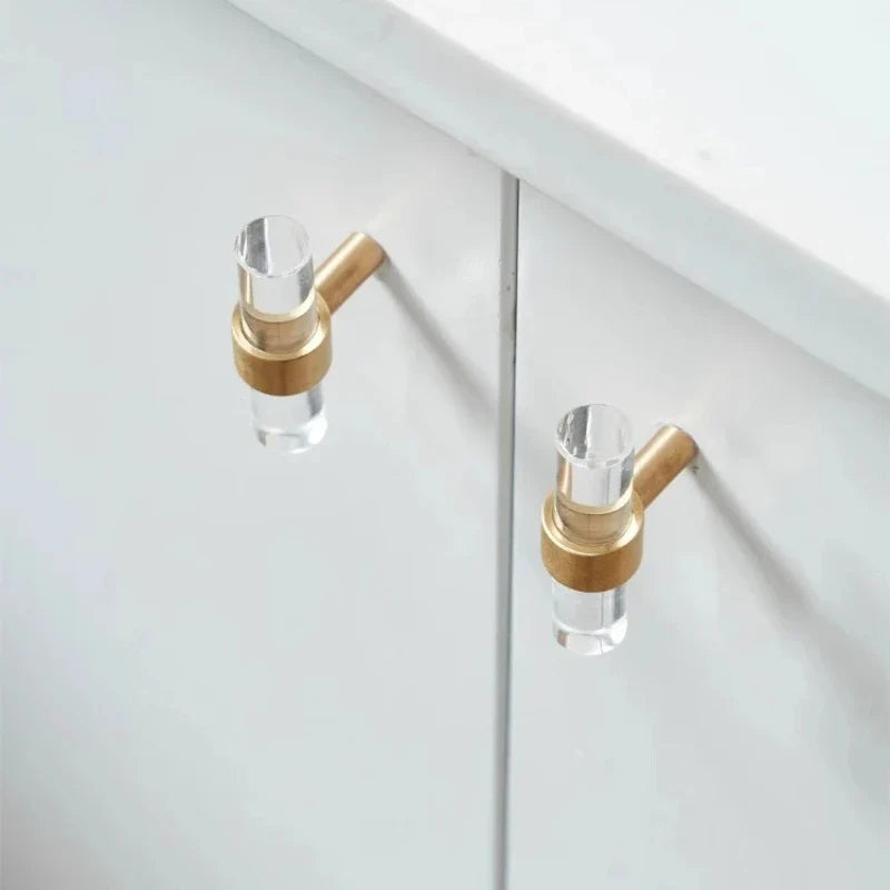 Brass Acrylic Transparent Drawer Handle | Cabinet Knob
