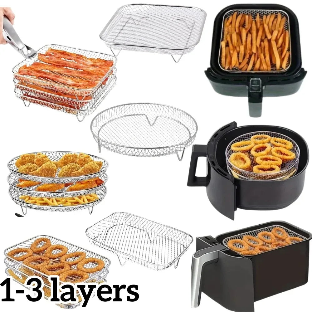 Stackable Air Fryer Rack 1-3 Layer 304 Stainless Steel