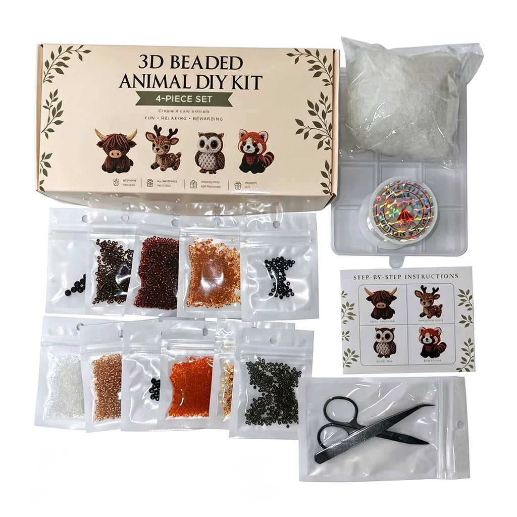 3D Beaded Animal Craft Kit – DIY Bead Pet Keychain Making Set