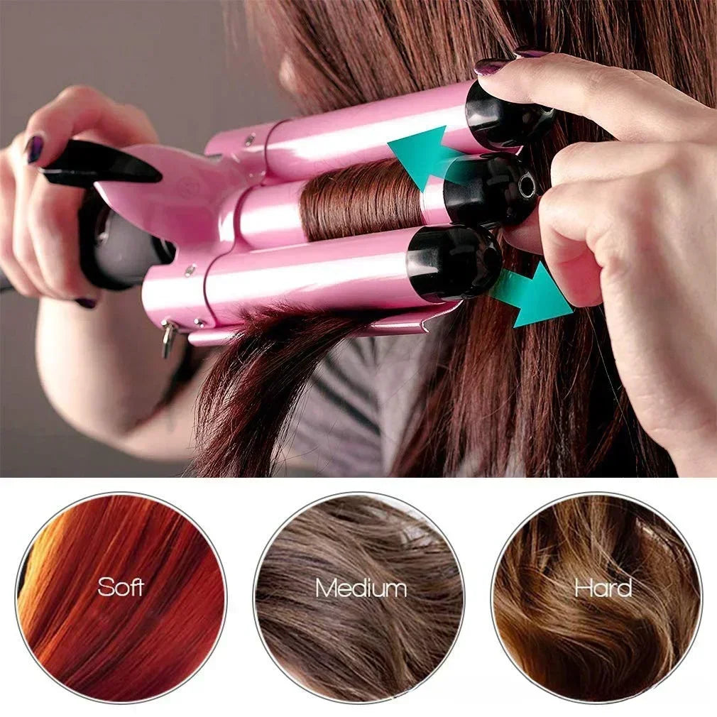 Ceramic Triple Barrel Hair Waver – Pro Curling Iron for Women
