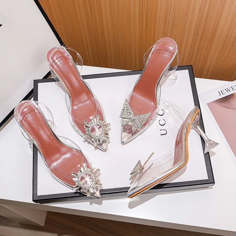 Women's Transparent Crystal High Heel Sandals – Summer Party
