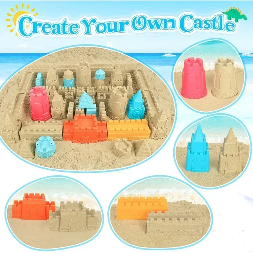 22-Piece Kids Collapsible Beach Toy Set – Sand Bucket & Molds
