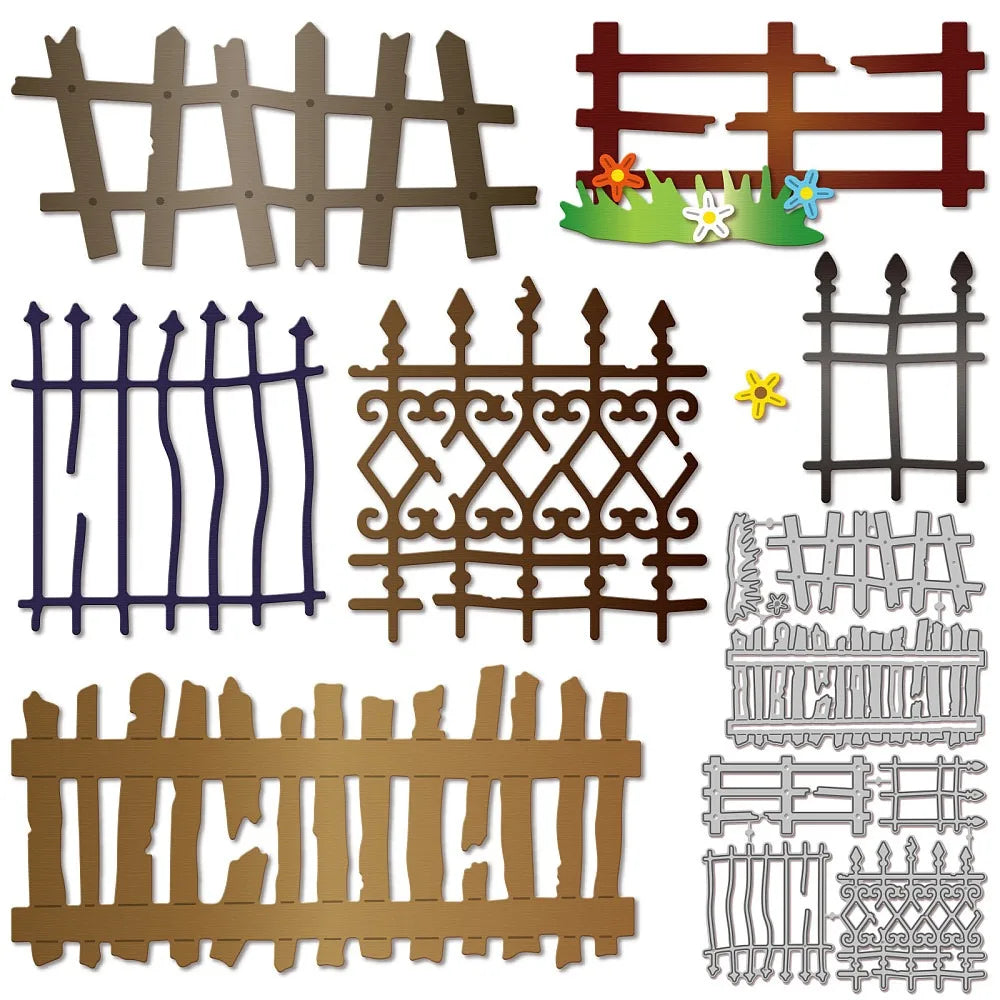 Fence Carbon Steel Cutting Dies – Scrapbooking Stencils 2pc
