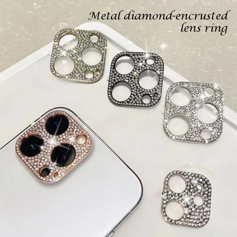 iPhone15 Metal Diamond-encrusted Lens Ring Protector Iphone 14 15 Max