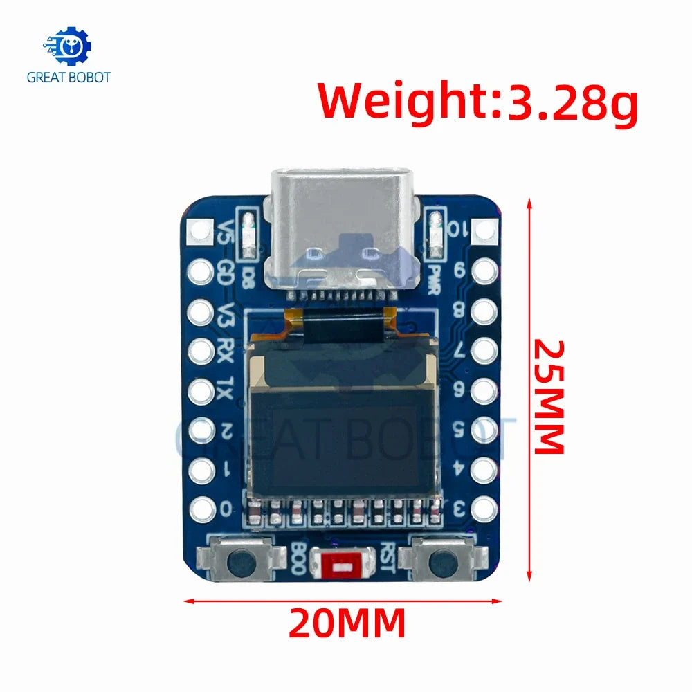 Mini ESP32-C3 Dev Board – Wi-Fi, Bluetooth & OLED Display