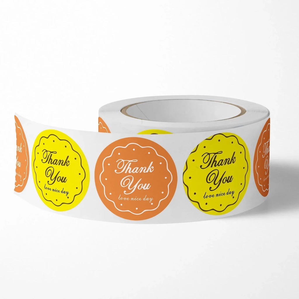 Roll Label Stickers Thank You Floral Decoration Seal Labels