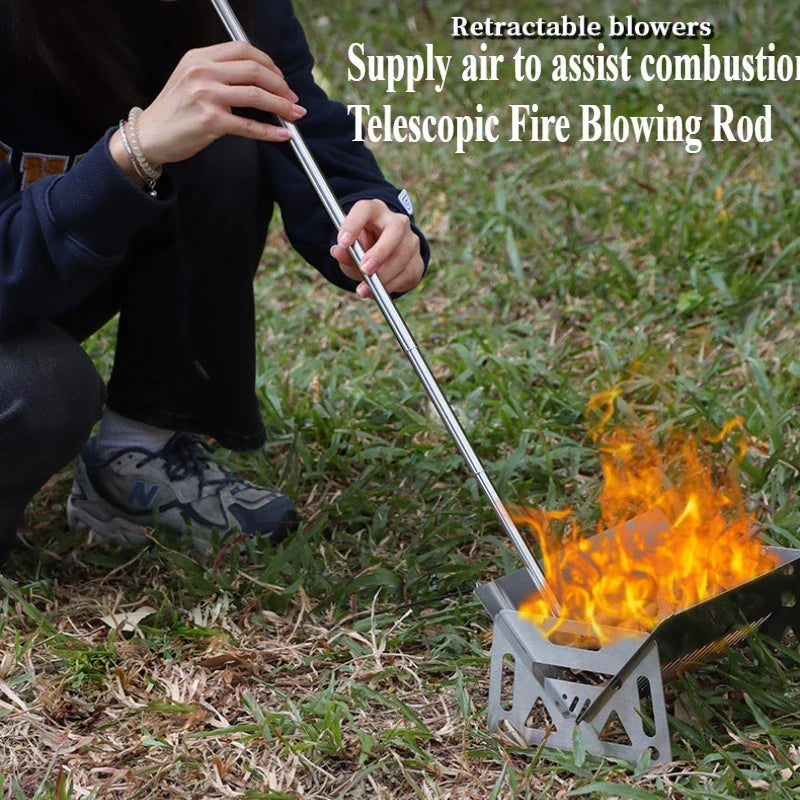 Extendable Fire Blowing Pipe | Stainless Steel Camping Tool