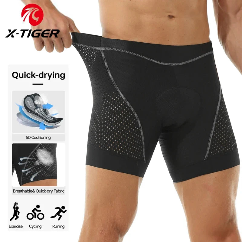 X-TIGER Men's 5D Gel Padded Cycling Shorts – MTB & Road
