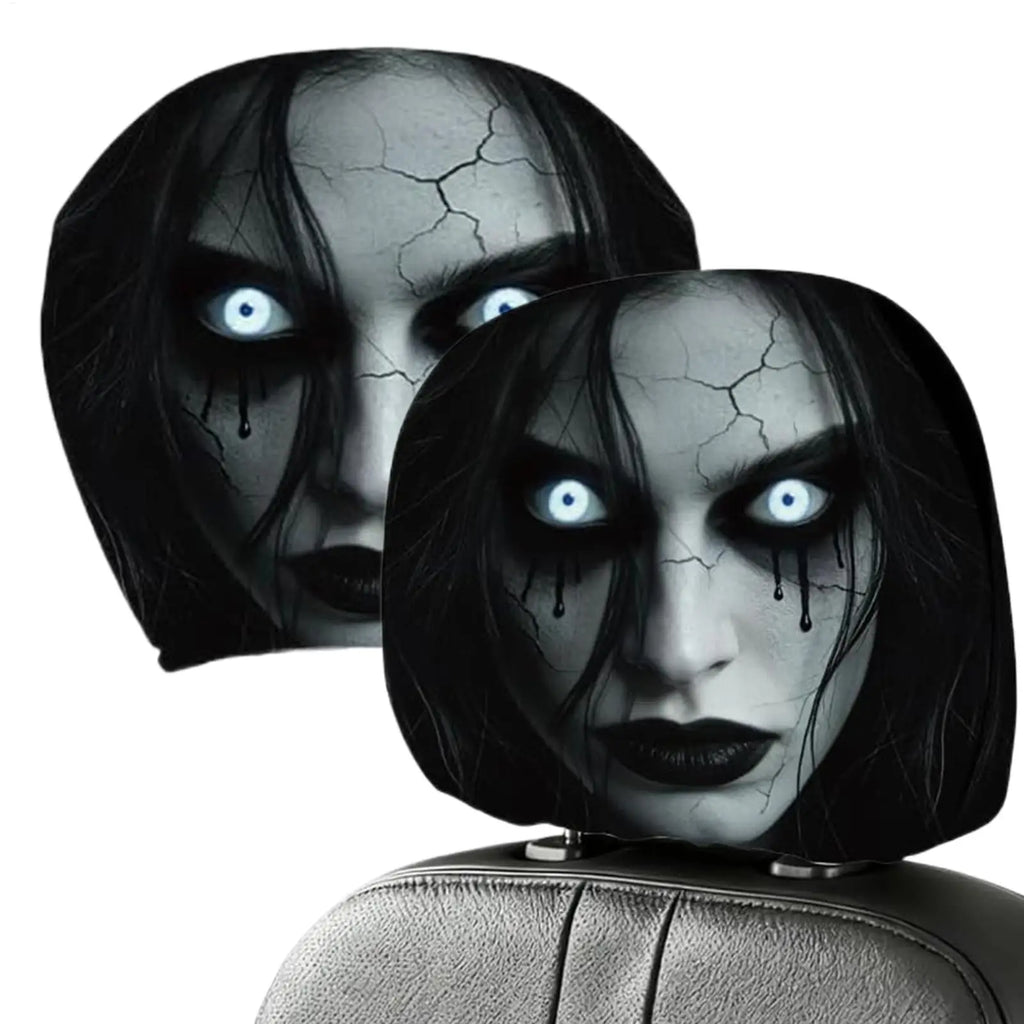 Halloween Ghost Car Headrest Covers – 2-Piece Spooky Set