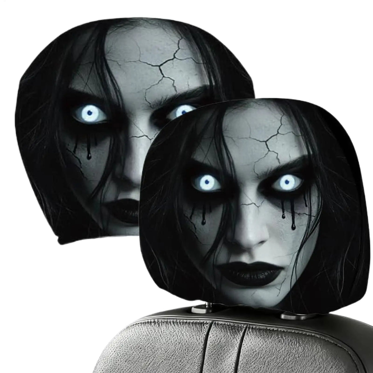 Halloween Ghost Car Headrest Covers – 2-Piece Spooky Set
