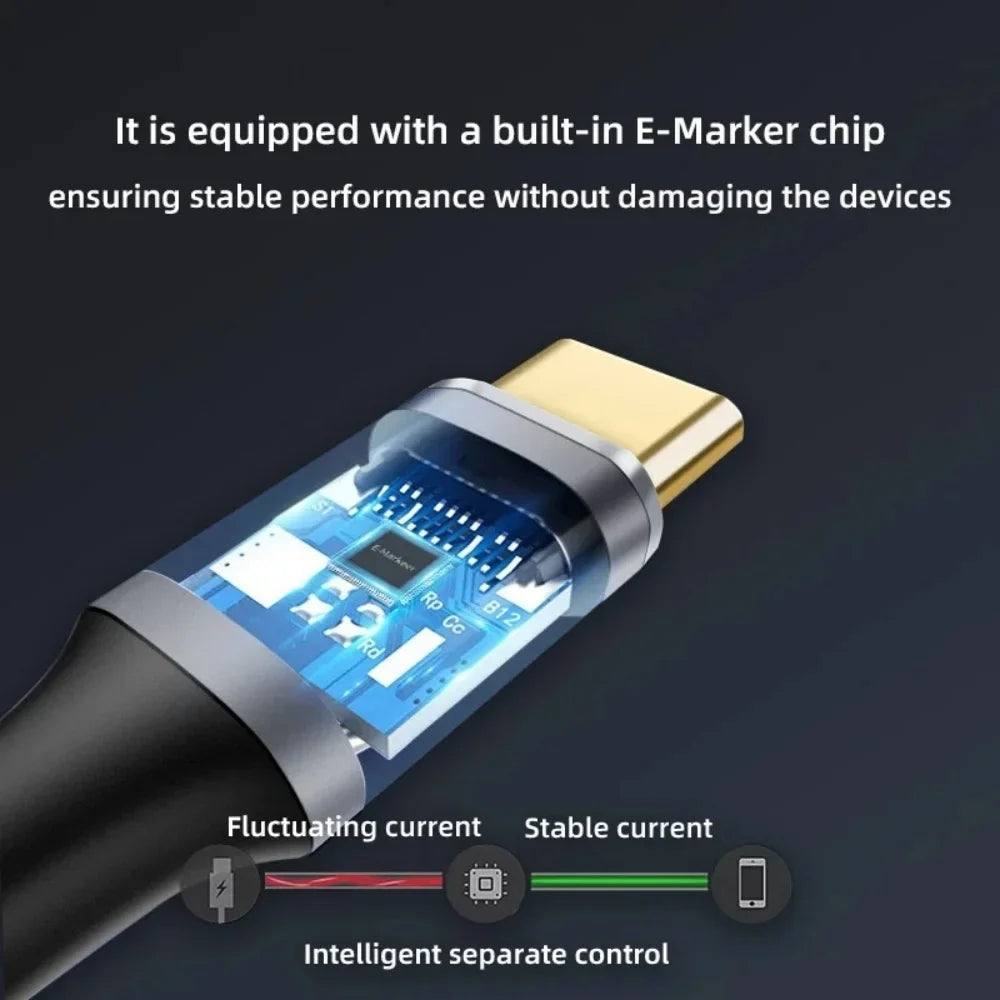 USB 3.2 Gen 2 Type-C Extension Cable 100W 10Gbps 90°