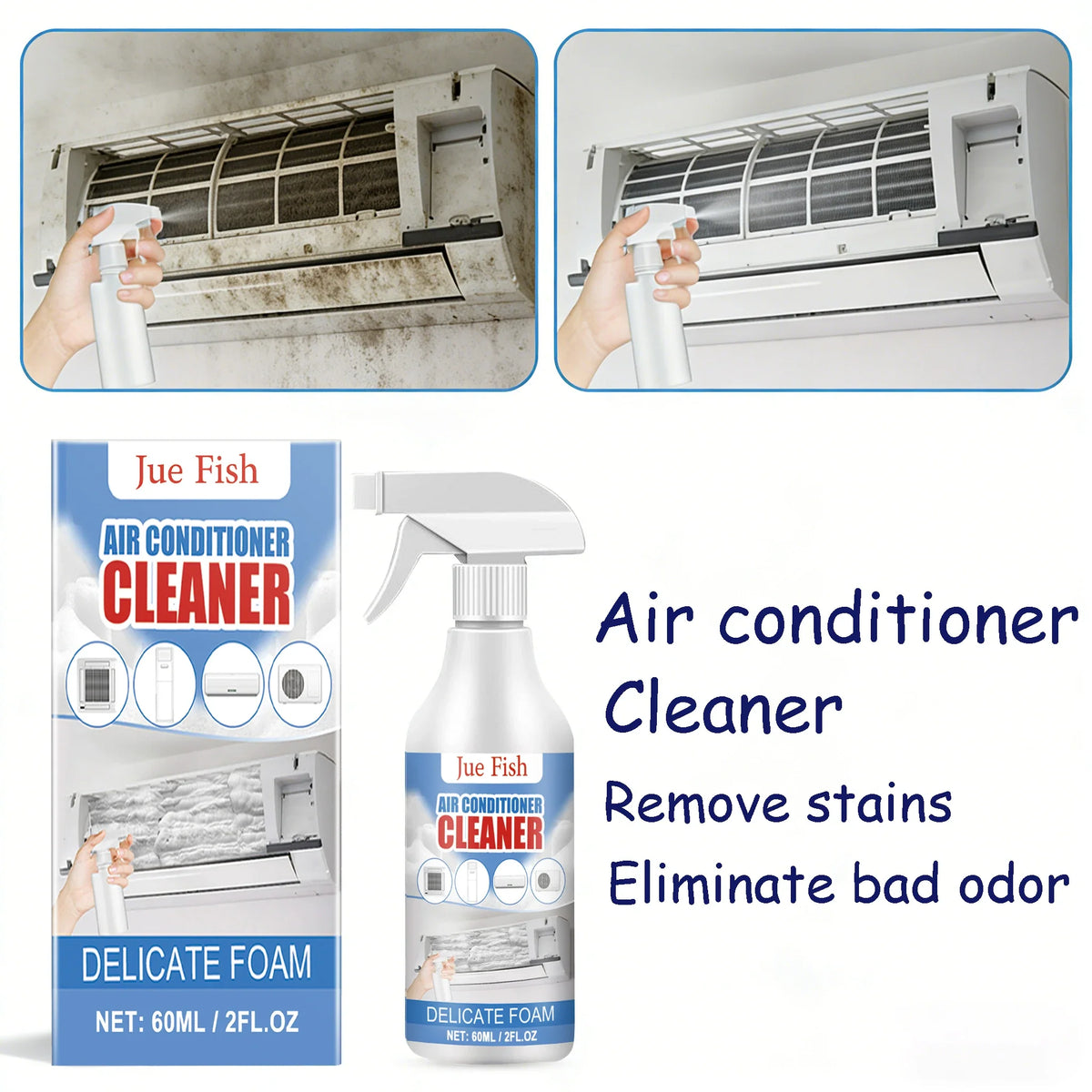 Jue-Fish AC Cleaner Spray | No-Dismantle Foam & Odor Remover