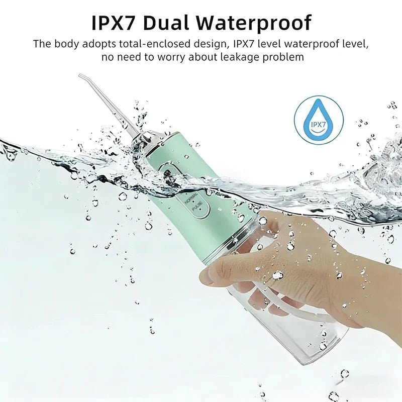 XMSJ Portable Water Flosser | IPX7 Oral Irrigator, 4 Nozzles