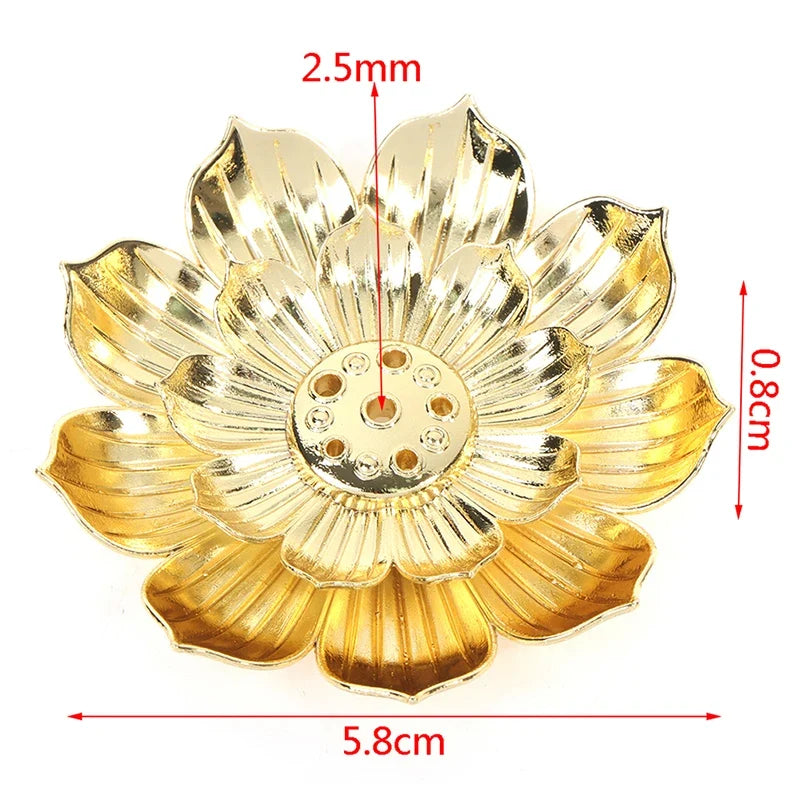 Gold Incense Burner Stick Holder – Buddhist Flower Plate Base