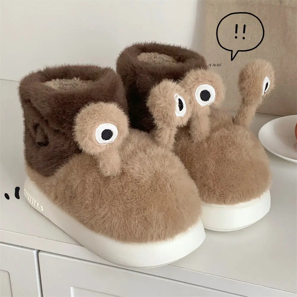 Lorilury Snail Plush Slippers – Unisex Faux Fur Indoor Slides