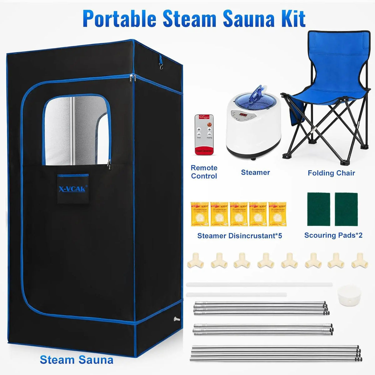 Portable Full Body Steam Sauna Spa – 4L 1500W Remote & Chair
