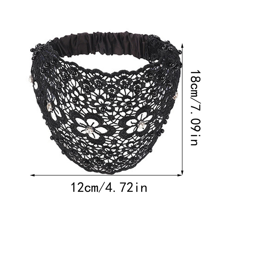 Women's Hollow Floral Rhinestone Wide Headband | Faux Pearl