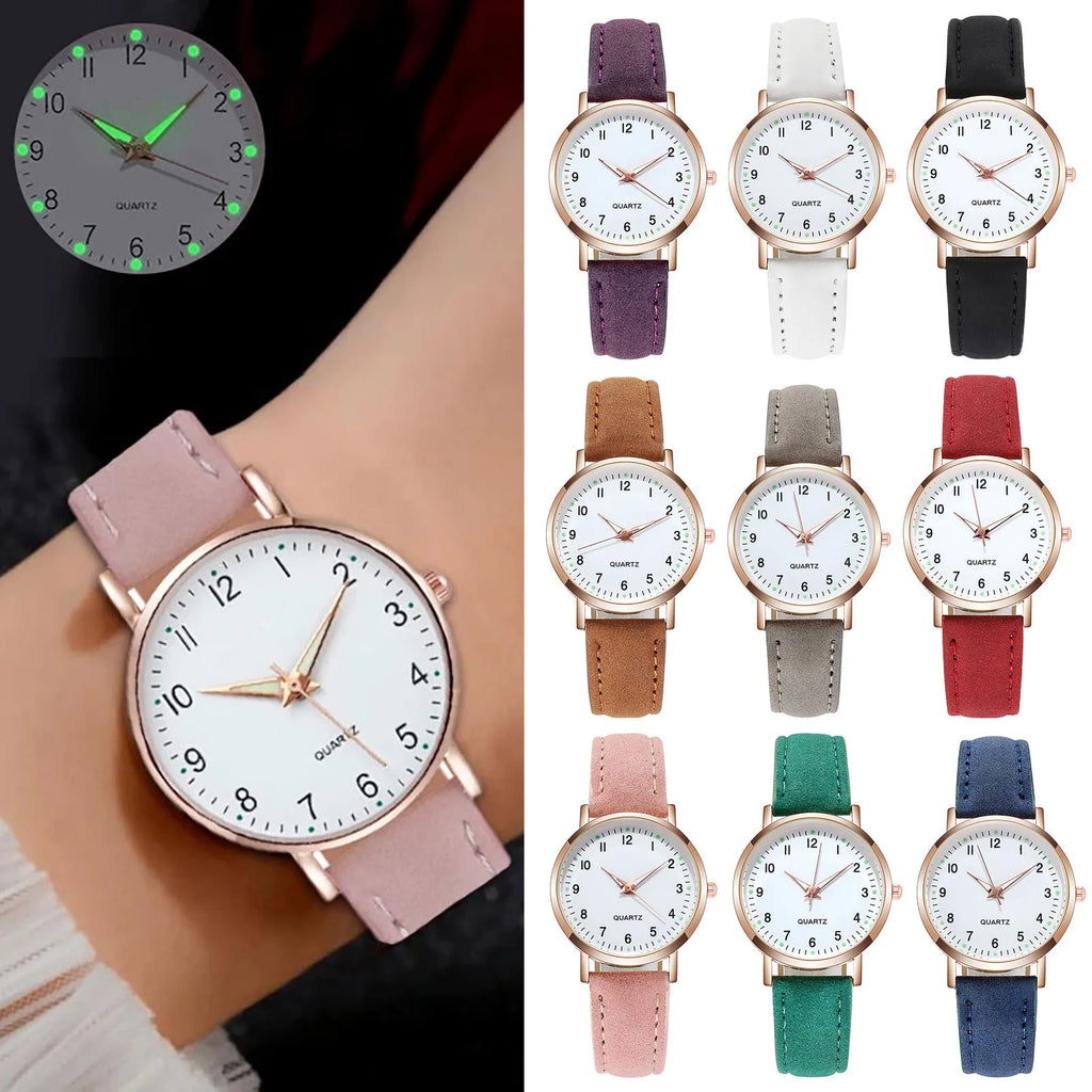Women's Diamond-Studded Luminous Retro Quartz Watch | Leather Strap