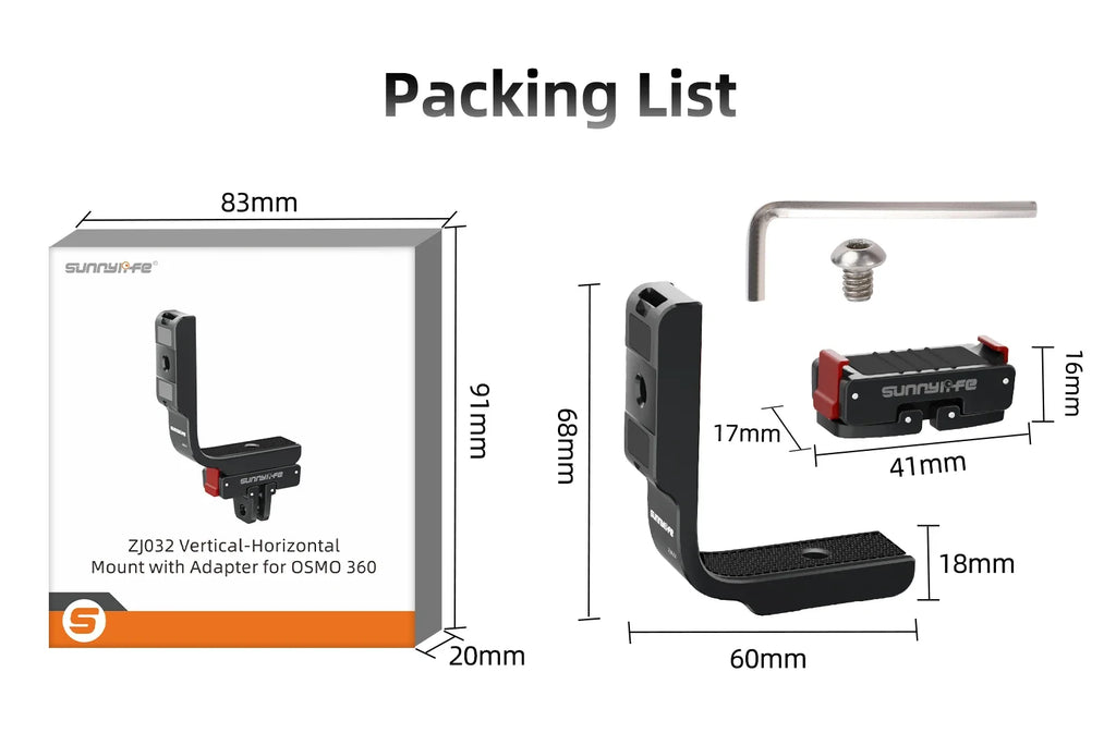 L-Type Aluminum Bracket for DJI Osmo 360 & Magnetic Adapter