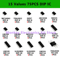 75PCS 15-Value DIP IC Kit – NE555, LM358, LM386 & More
