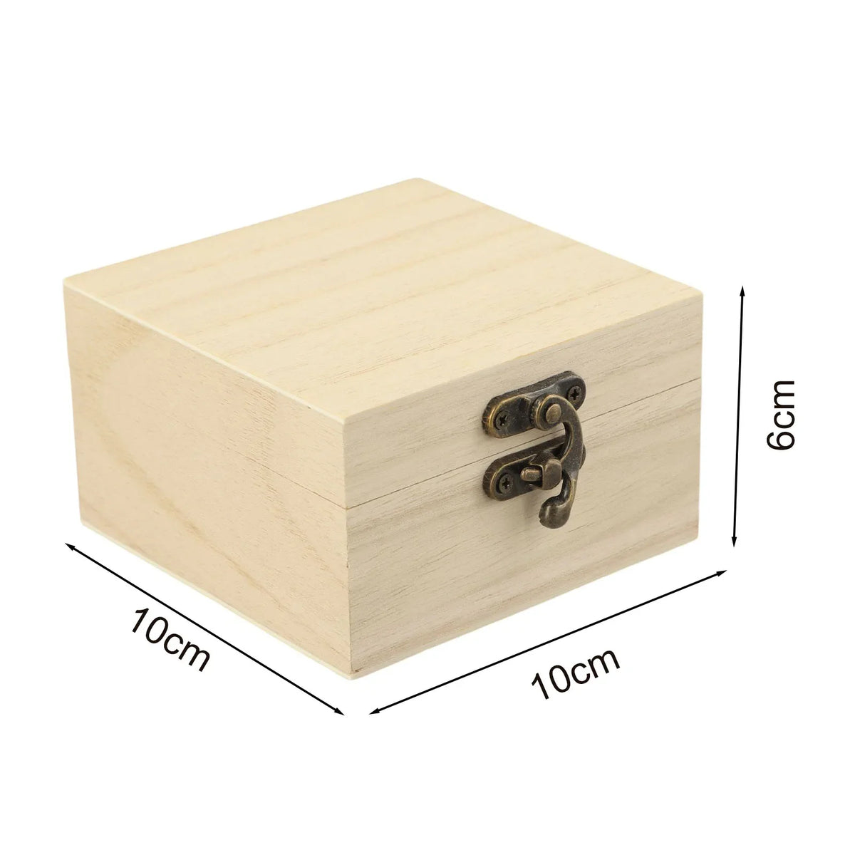 Retro Flip-Top Wooden Box – Jewellery & Keepsake Storage 10x10cm