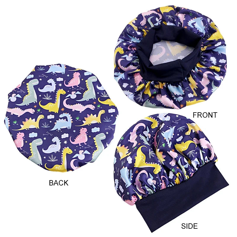 Kids Dinosaur Satin Bonnet | Silky Sleep Cap for Toddlers